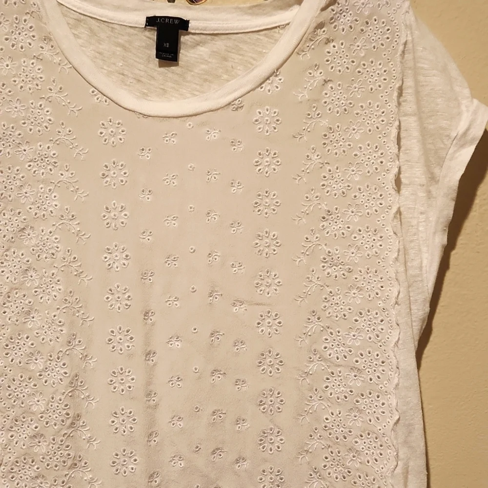 ❤️ J CREW LINEN AND SILK EMBROIDERED EYELET TOP, XS
